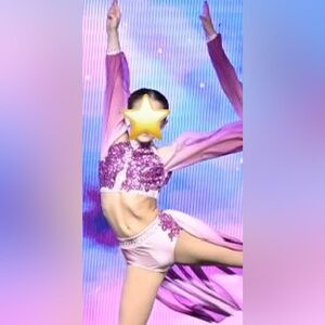 Glamour Purple and Pink ombré Kids Dance Costume.